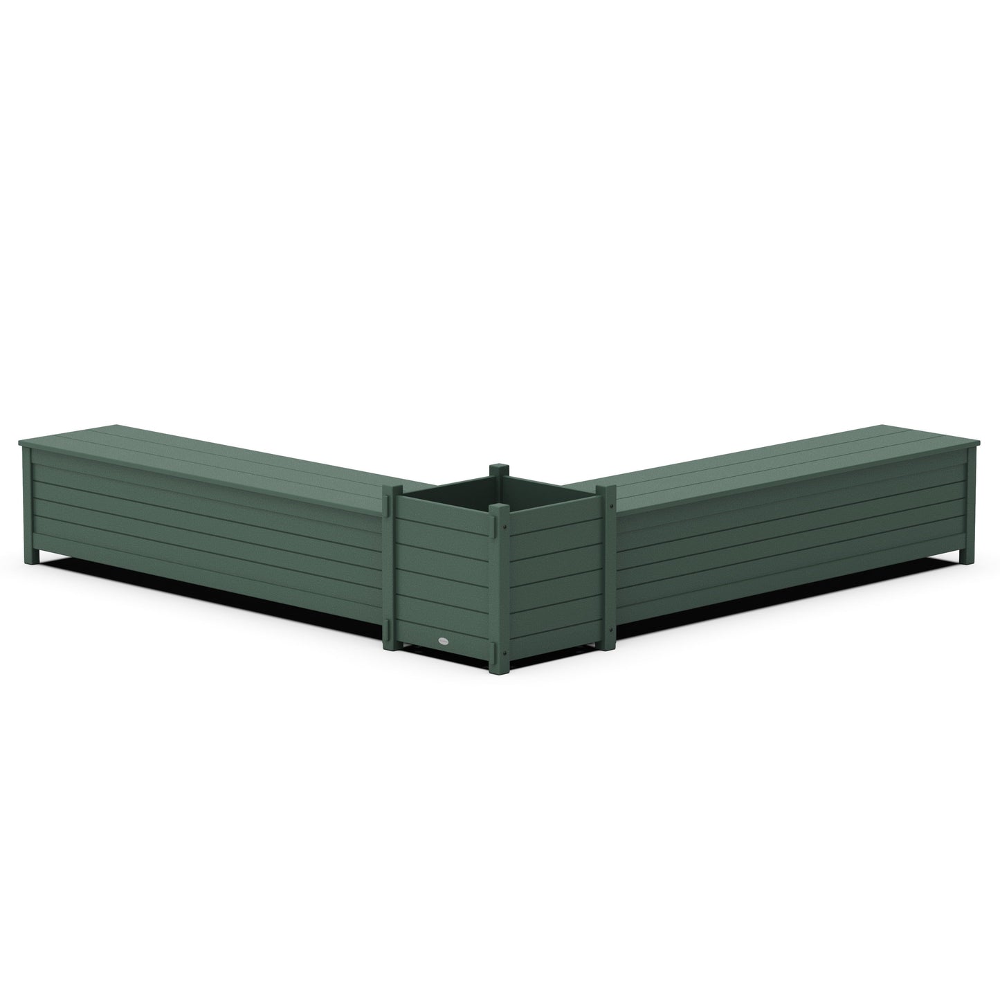 POLYWOOD 72" Nautical L- Shaped Planter Storage Bench Set- Large — Green