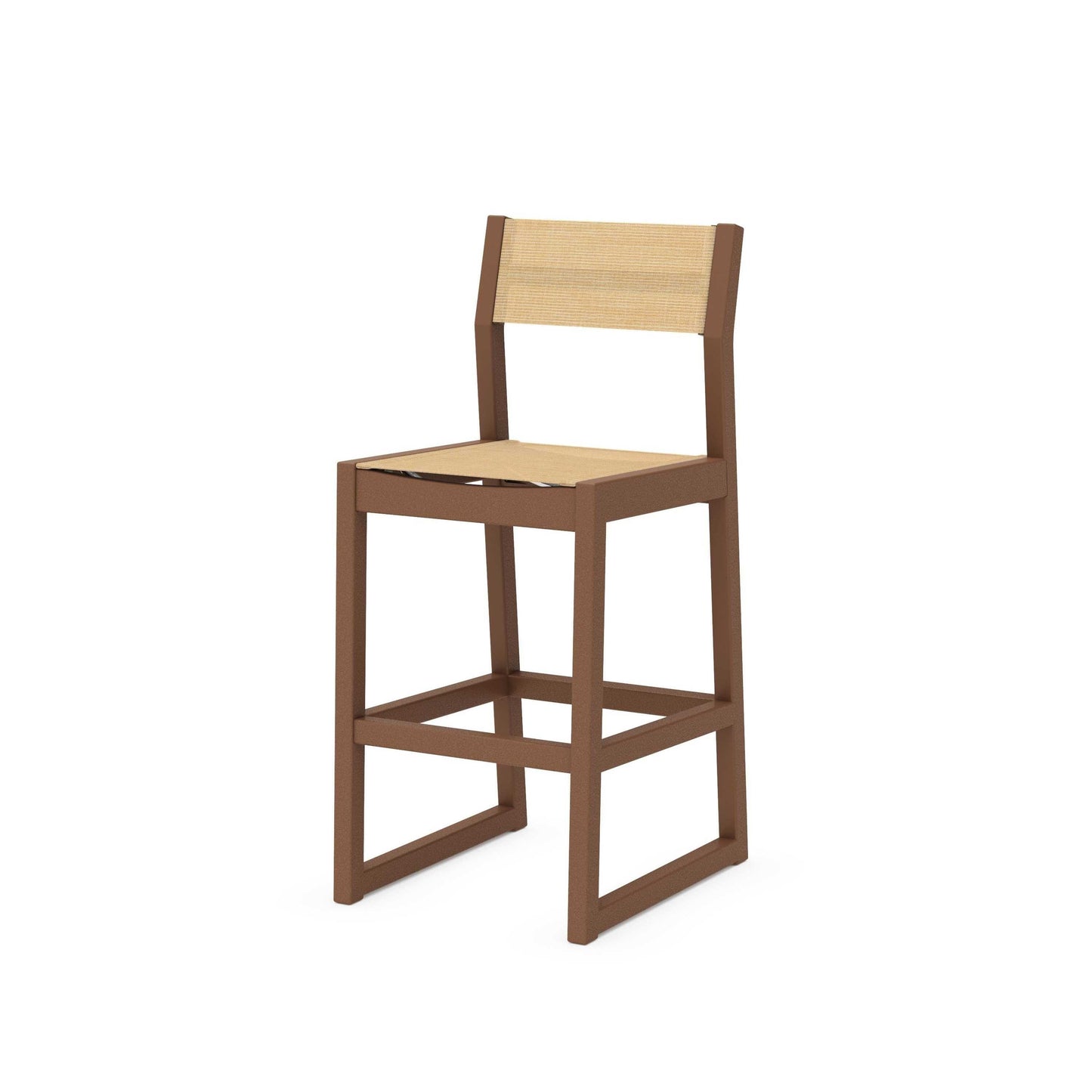 POLYWOOD EDGE Sling Bar Side Chair — Teak / Dupioni Apricot Sling