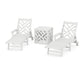 POLYWOOD Chippendale 3-Piece Chaise Set with Umbrella Stand Accent Table — White
