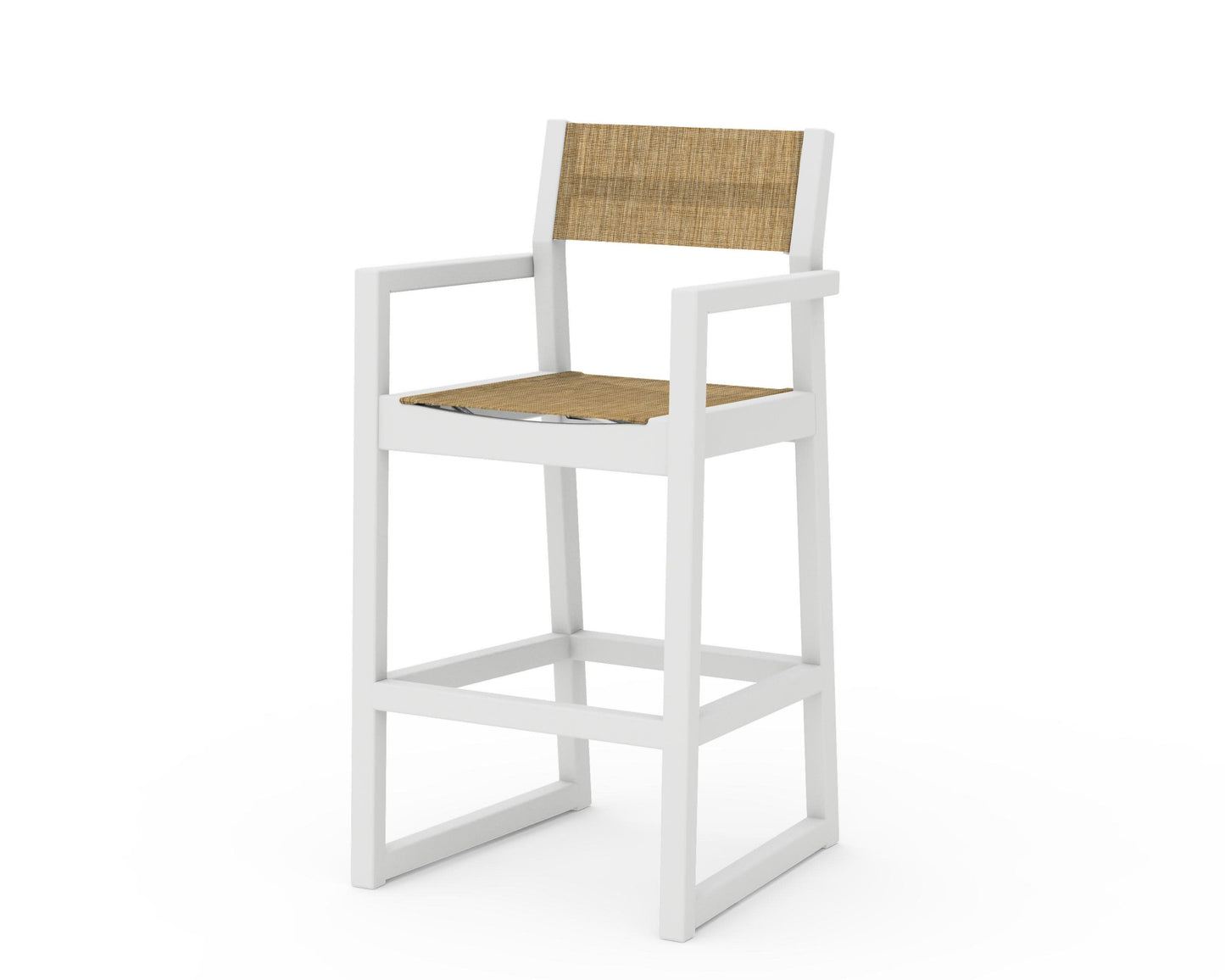 POLYWOOD EDGE Sling Bar Arm Chair — White / Burlap Sling