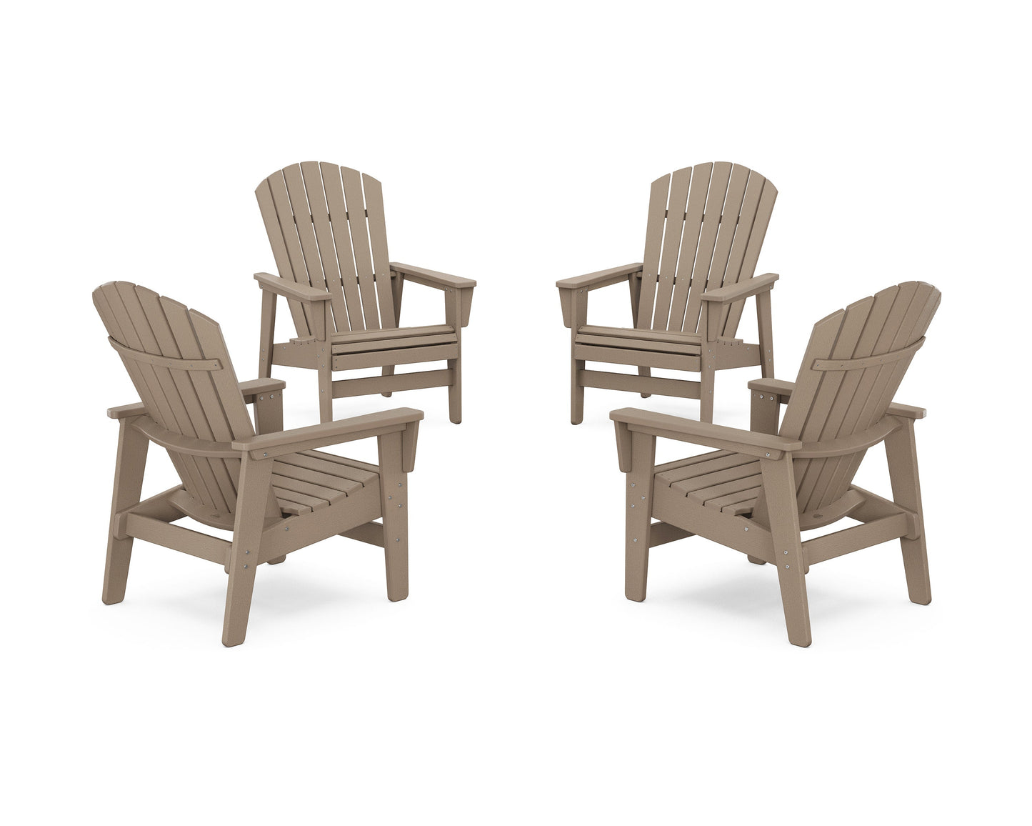 POLYWOOD 4-Piece Nautical Grand Upright Adirondack Chair Conversation Set — Vintage Sahara
