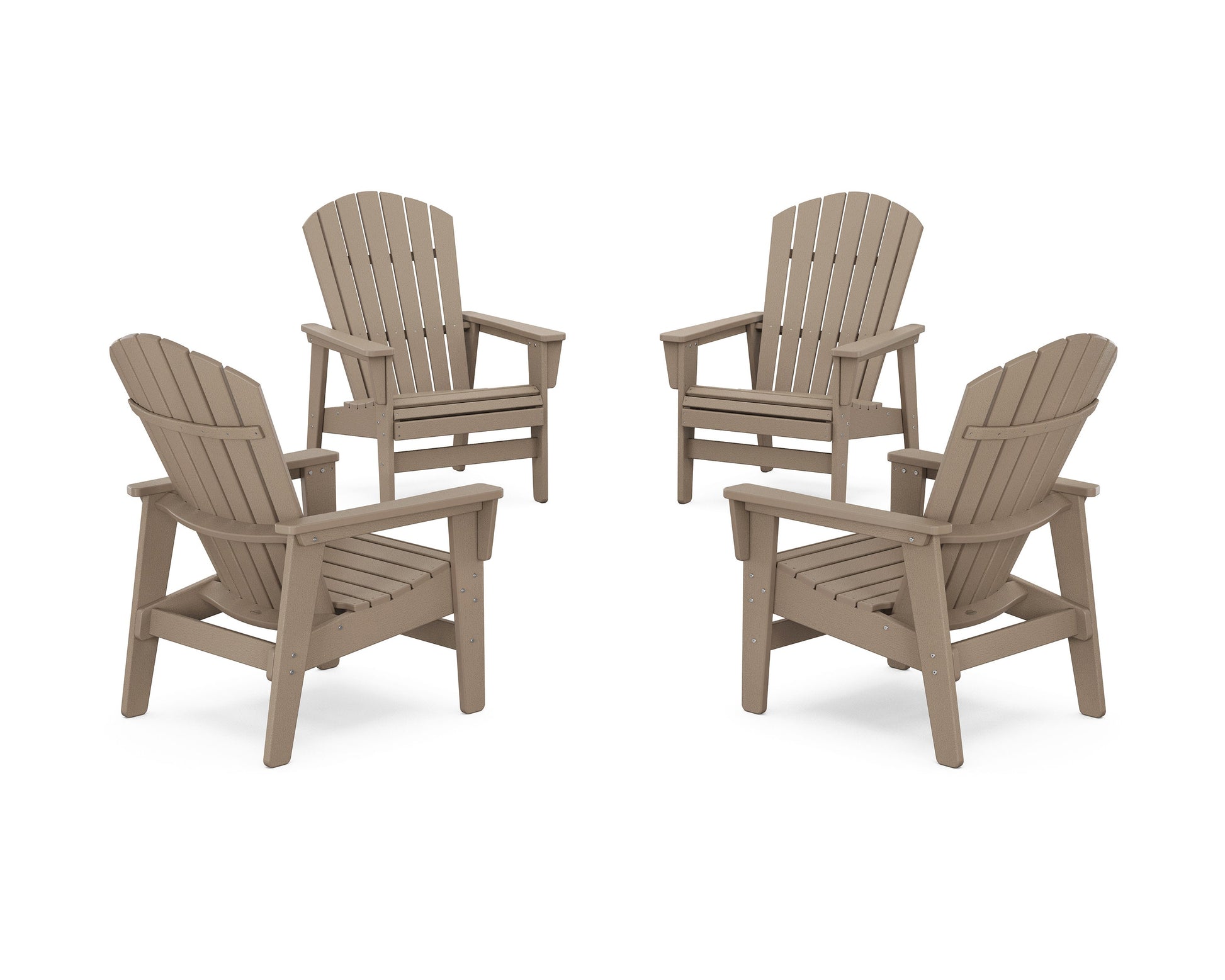 POLYWOOD 4-Piece Nautical Grand Upright Adirondack Chair Conversation Set — Vintage Sahara