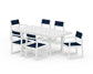 POLYWOOD EDGE Sling 7-Piece Dining Set — White / Navy Blue Sling