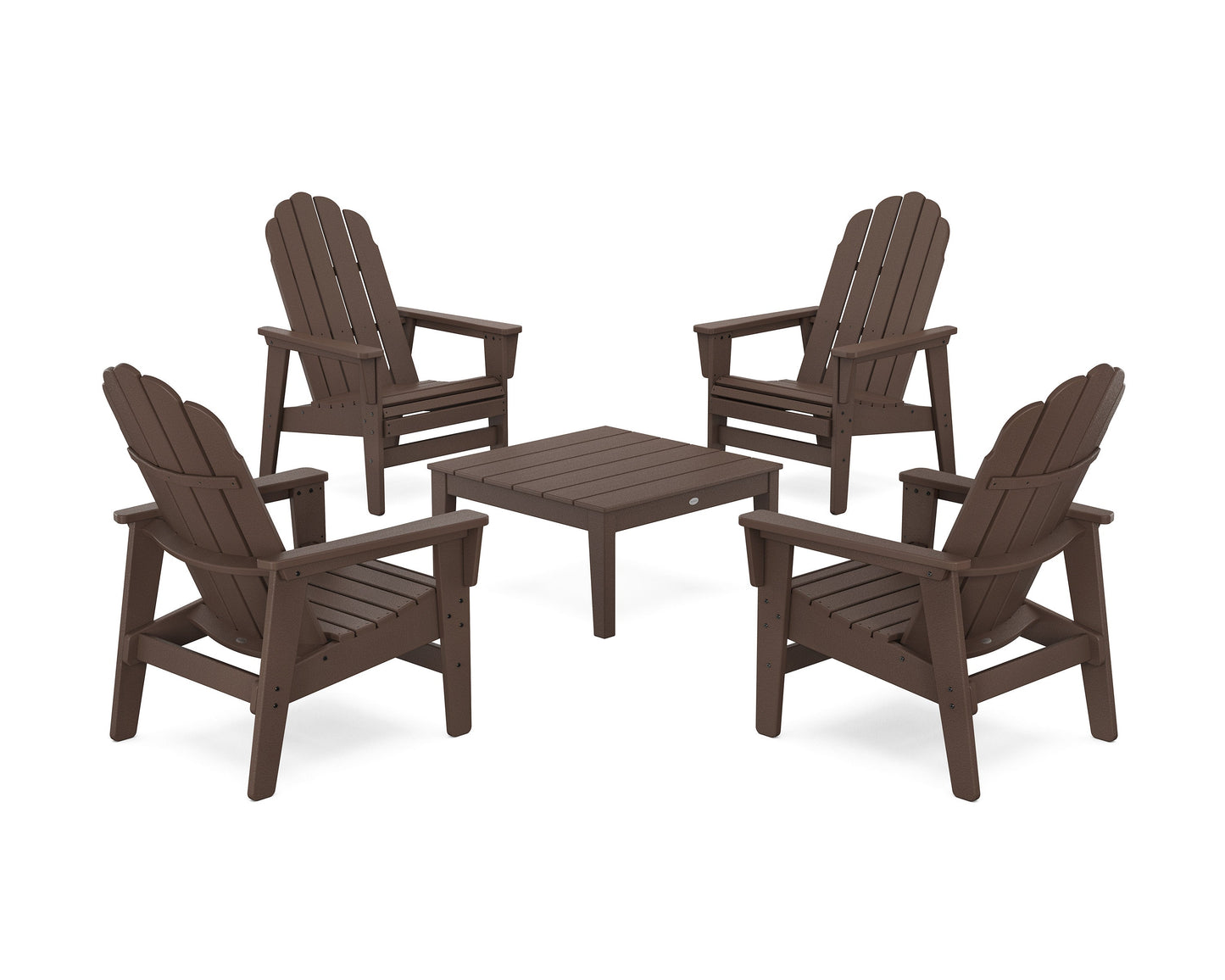POLYWOOD 5-Piece Vineyard Grand Upright Adirondack Chair Conversation Group — Mahogany