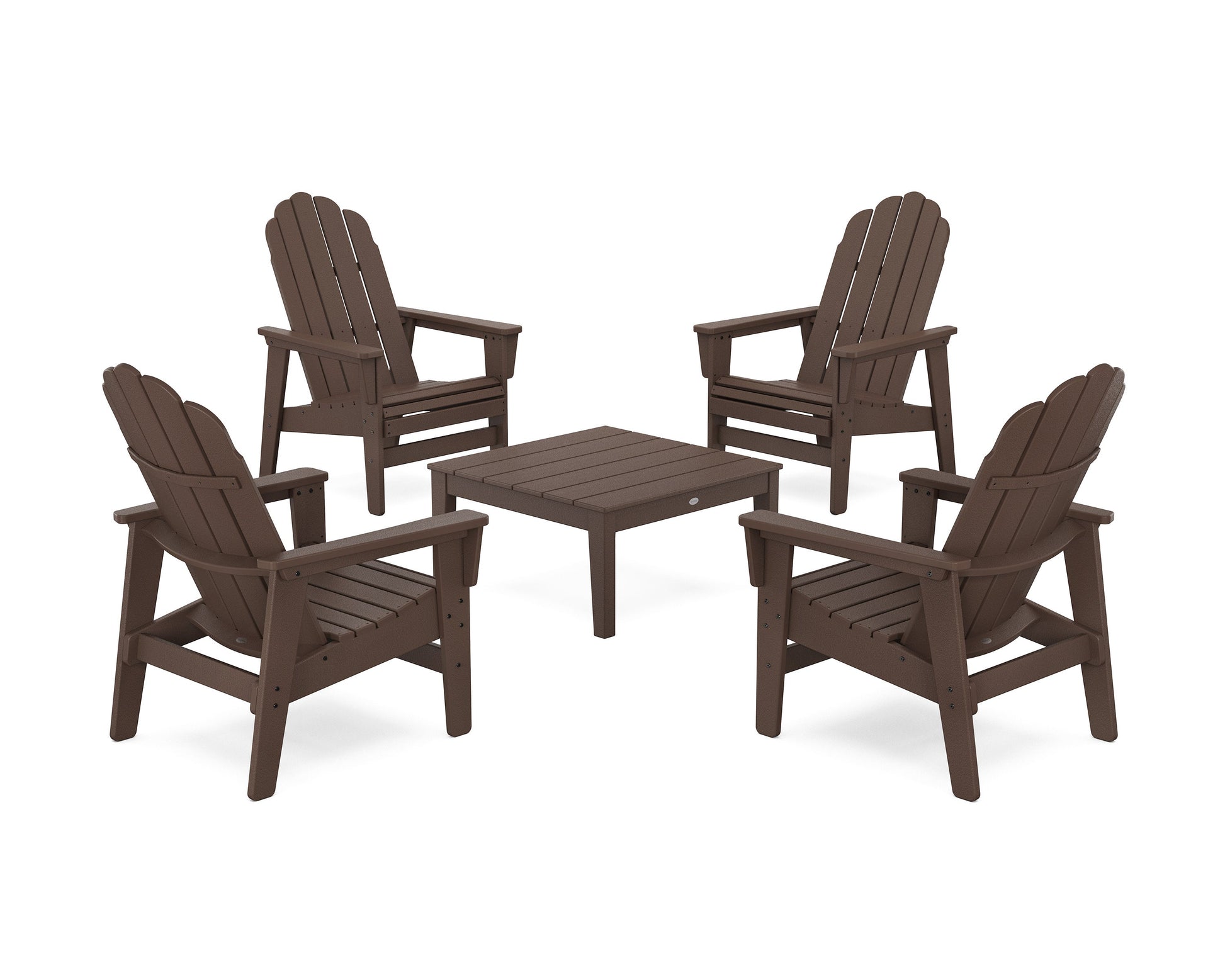 POLYWOOD 5-Piece Vineyard Grand Upright Adirondack Chair Conversation Group — Mahogany