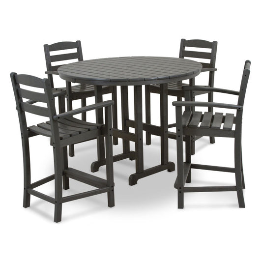 Polywood - La Casa Café 5-Piece Round Farmhouse Counter Set - FREE SHIPPING