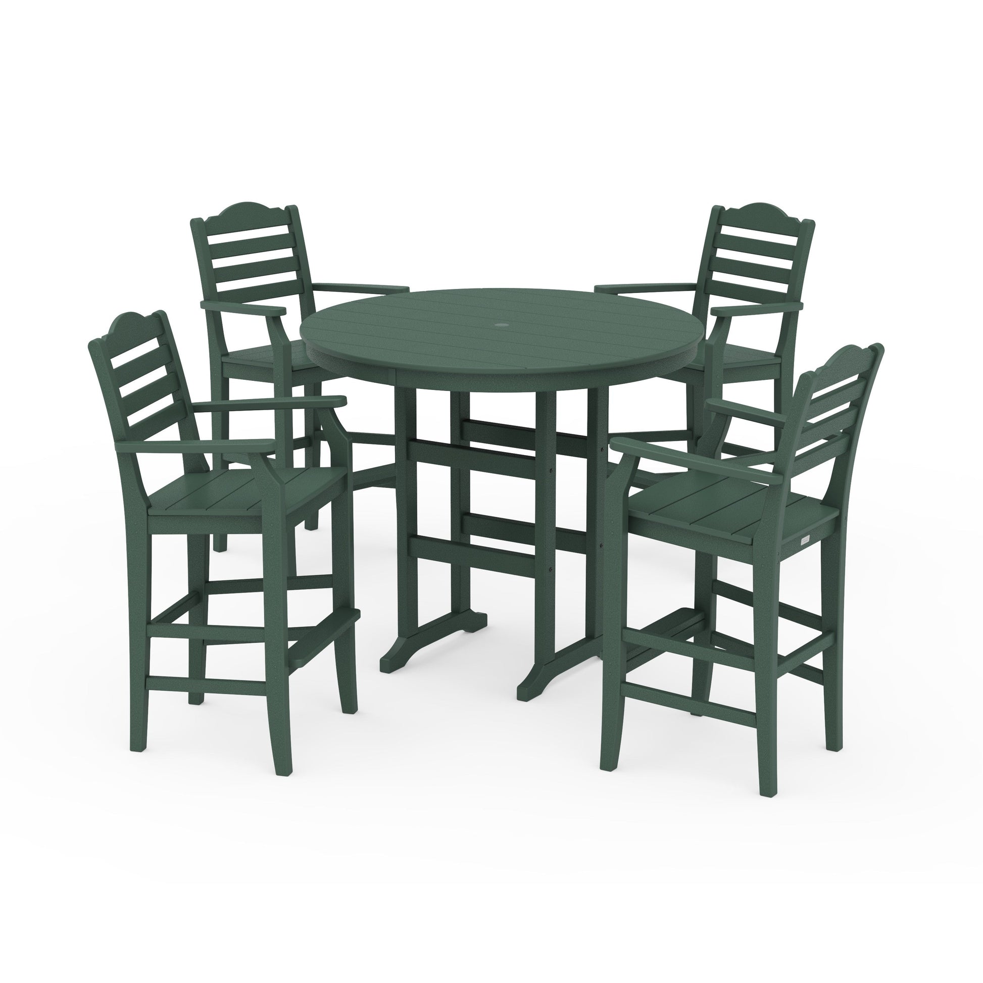 POLYWOOD Savannah 5-Piece Round Farmhouse Bar Set — Green