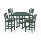 POLYWOOD Savannah 5-Piece Round Farmhouse Bar Set — Green