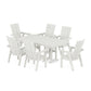 POLYWOOD Modern Curveback Adirondack 7-Piece Farmhouse Dining Set — Vintage White