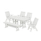 POLYWOOD Vineyard Folding Chair 6-Piece Dining Set with Bench — Vintage White