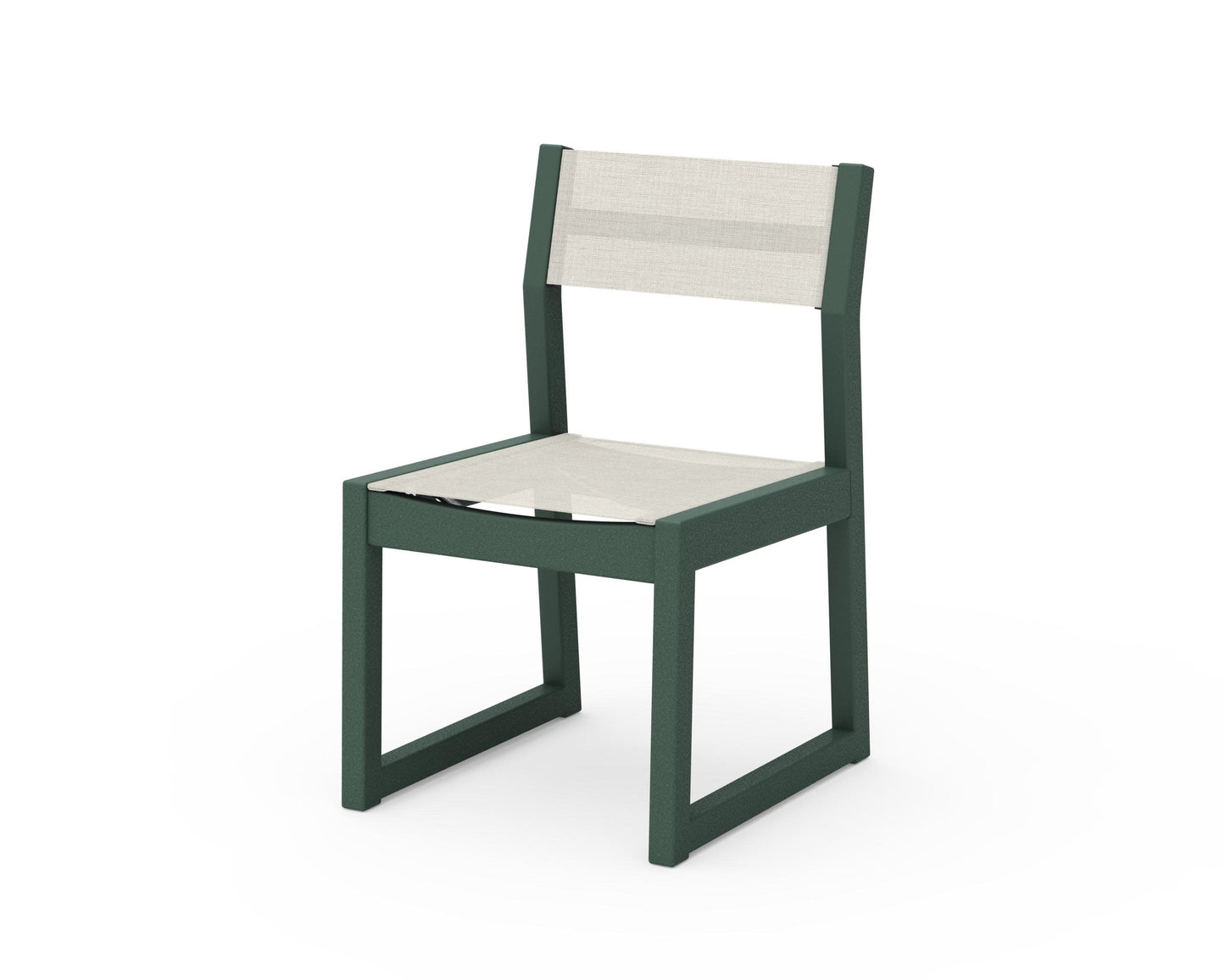 POLYWOOD EDGE Sling Dining Side Chair — Green / Parchment Sling