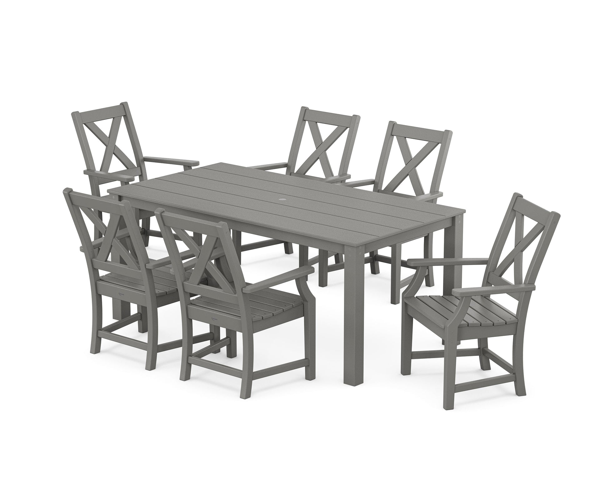 POLYWOOD Braxton Arm Chair 7-Piece Parsons Dining Set — Slate Grey