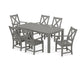POLYWOOD Braxton Arm Chair 7-Piece Parsons Dining Set — Slate Grey