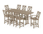 POLYWOOD Braxton 9-Piece Farmhouse Bar Set with Trestle Legs — Vintage Sahara