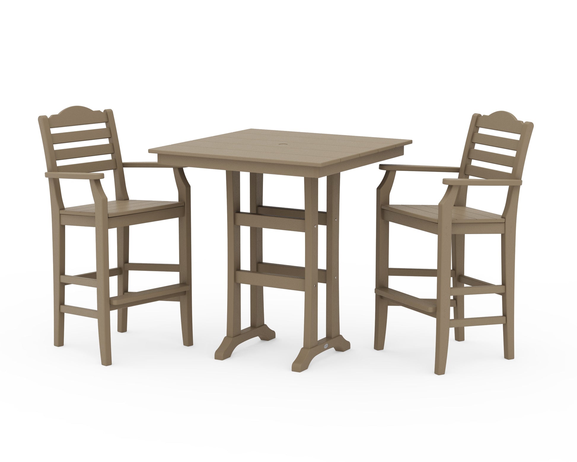 POLYWOOD Savannah 3-Piece Farmhouse Bar Set with Trestle Legs — Vintage Sahara