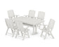 POLYWOOD Nautical Highback 7-Piece Farmhouse Dining Set with Trestle Legs — Vintage White