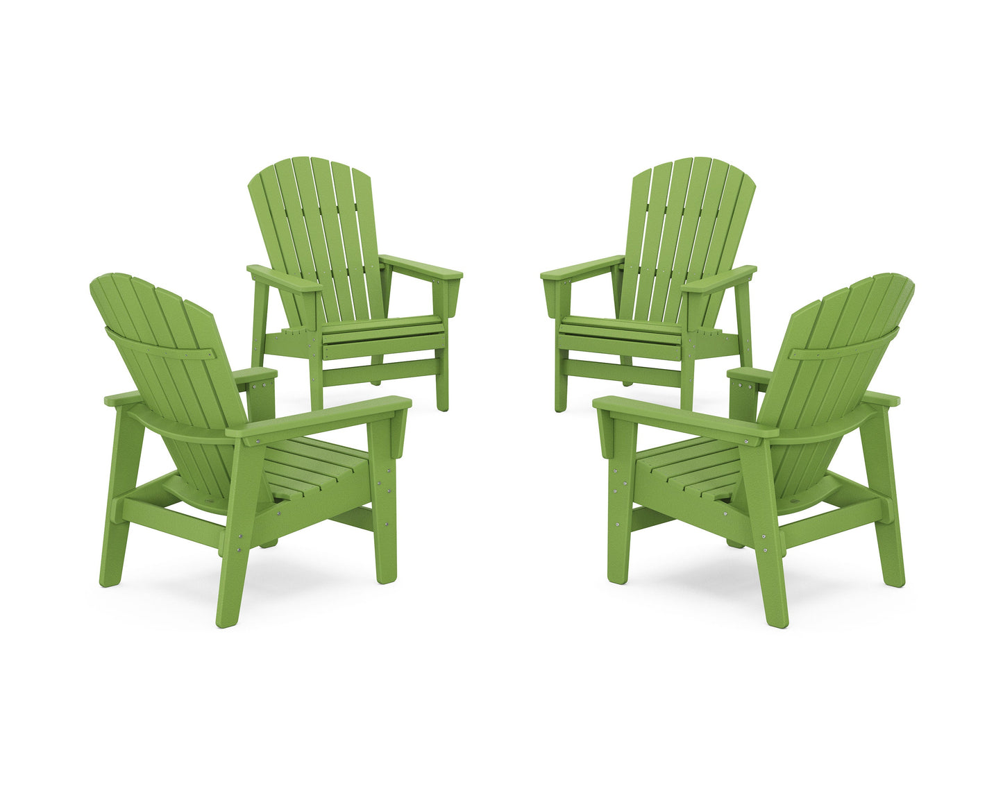 POLYWOOD 4-Piece Nautical Grand Upright Adirondack Chair Conversation Set — Lime