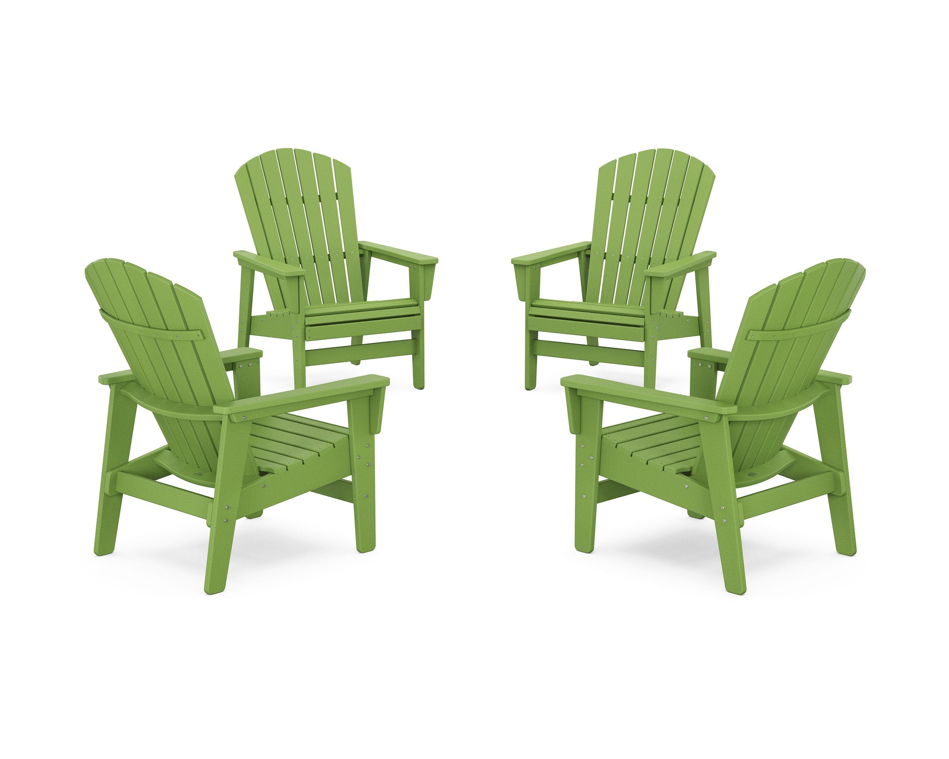 POLYWOOD 4-Piece Nautical Grand Upright Adirondack Chair Conversation Set — Lime