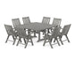 POLYWOOD Vineyard Folding Chair 9-Piece Square Dining Set with Trestle Legs — Slate Grey