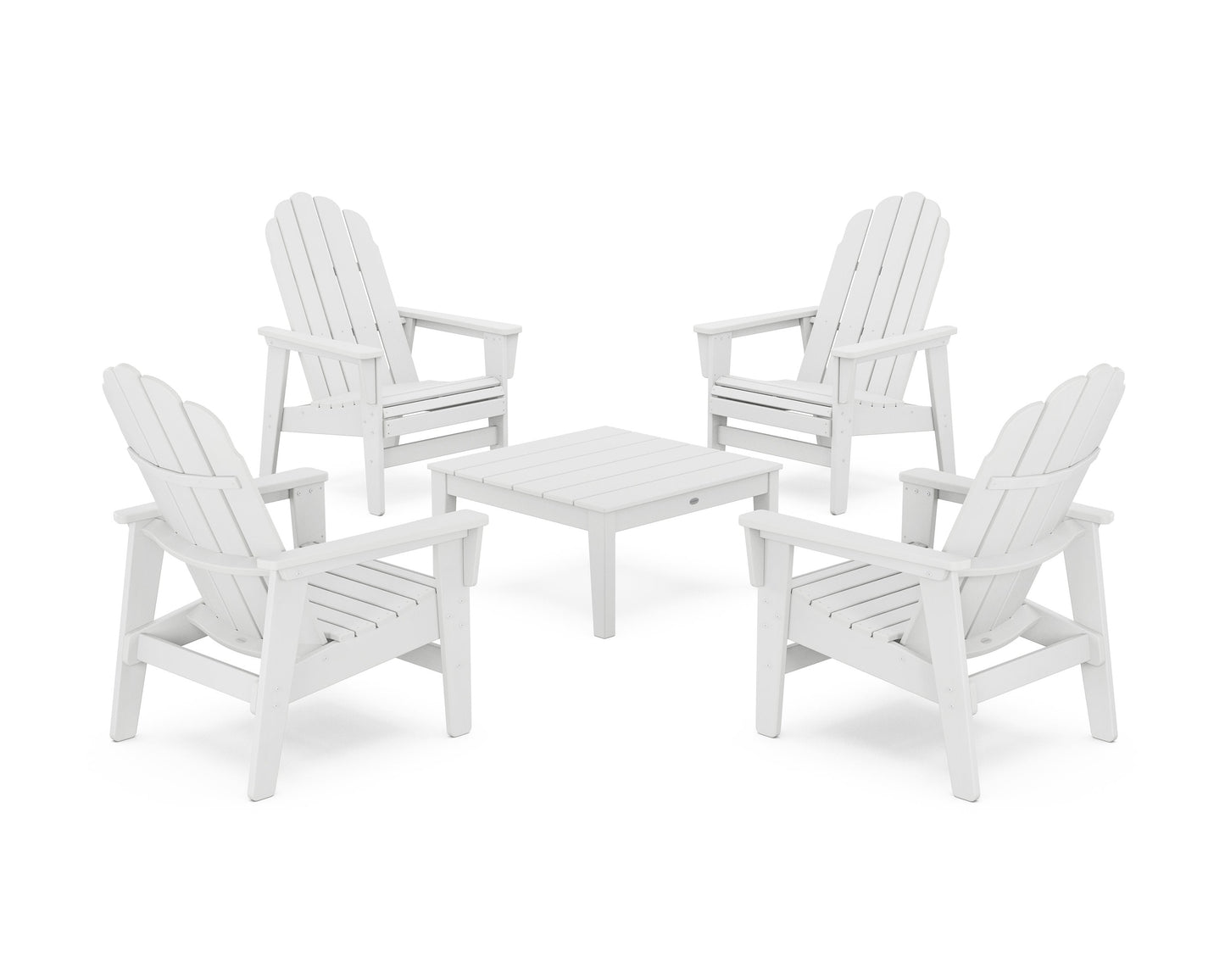 POLYWOOD 5-Piece Vineyard Grand Upright Adirondack Chair Conversation Group — White