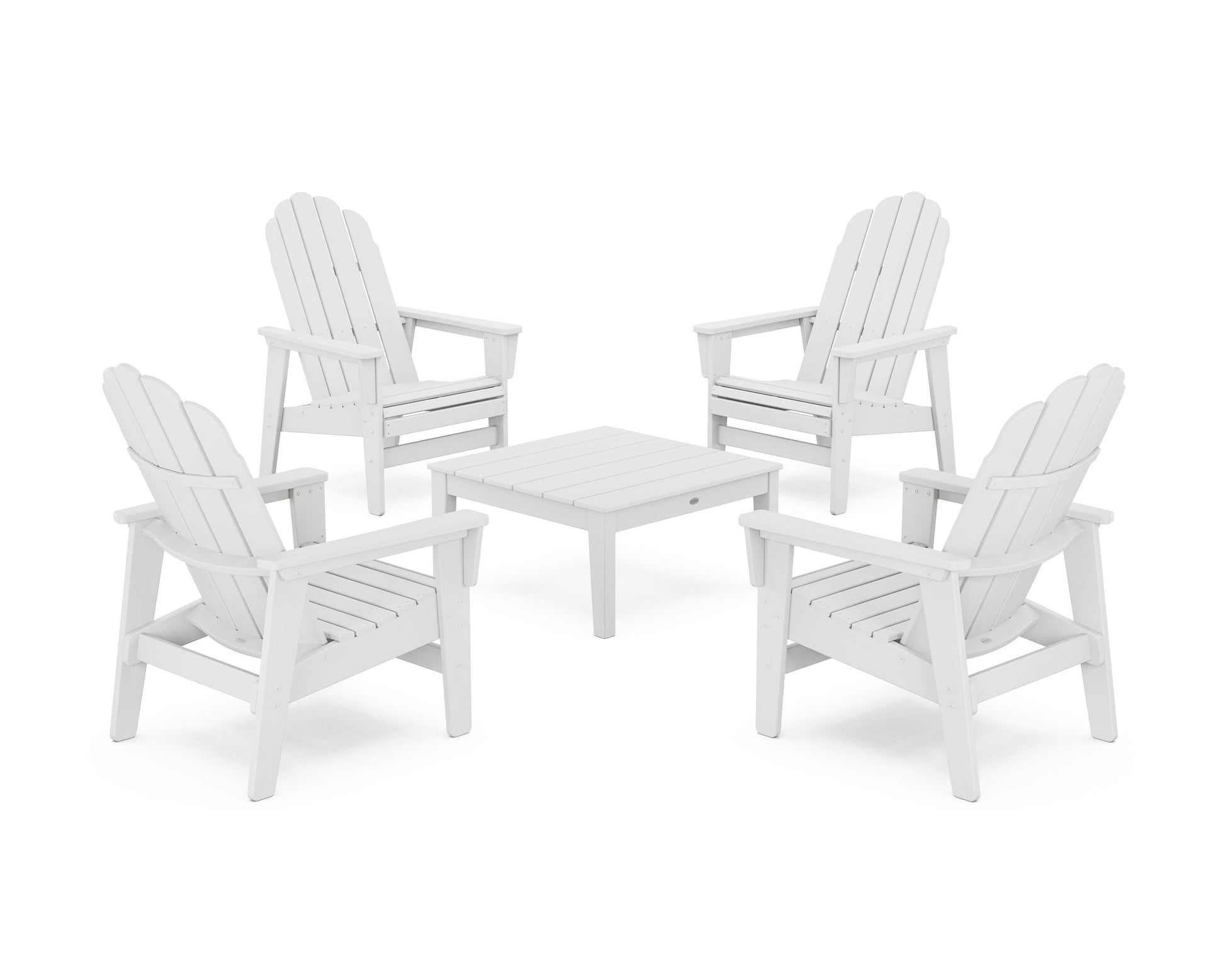 POLYWOOD 5-Piece Vineyard Grand Upright Adirondack Chair Conversation Group — White