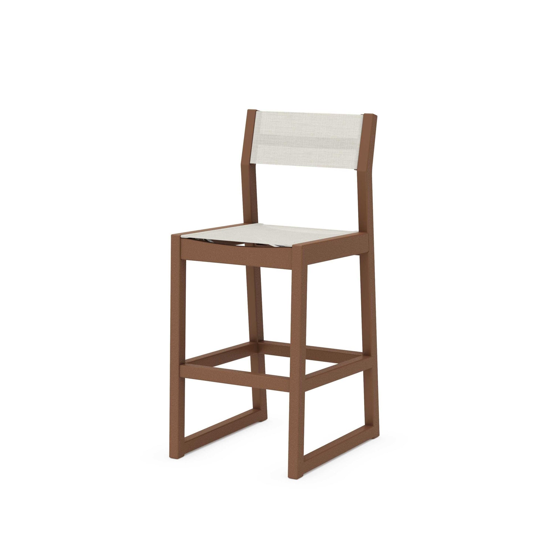 POLYWOOD EDGE Sling Bar Side Chair — Teak / Parchment Sling