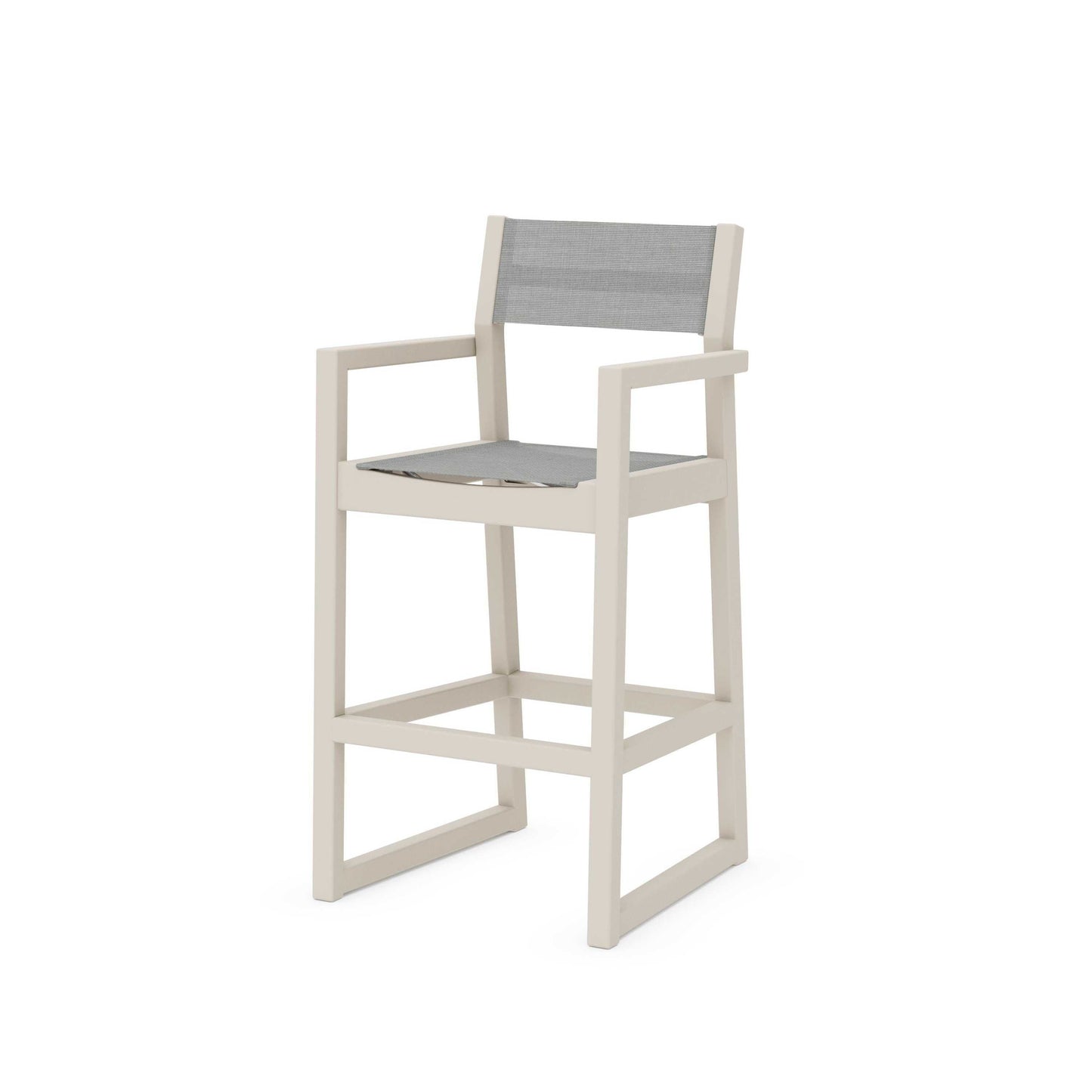 POLYWOOD EDGE Sling Bar Arm Chair — Sand / Metallic Sling