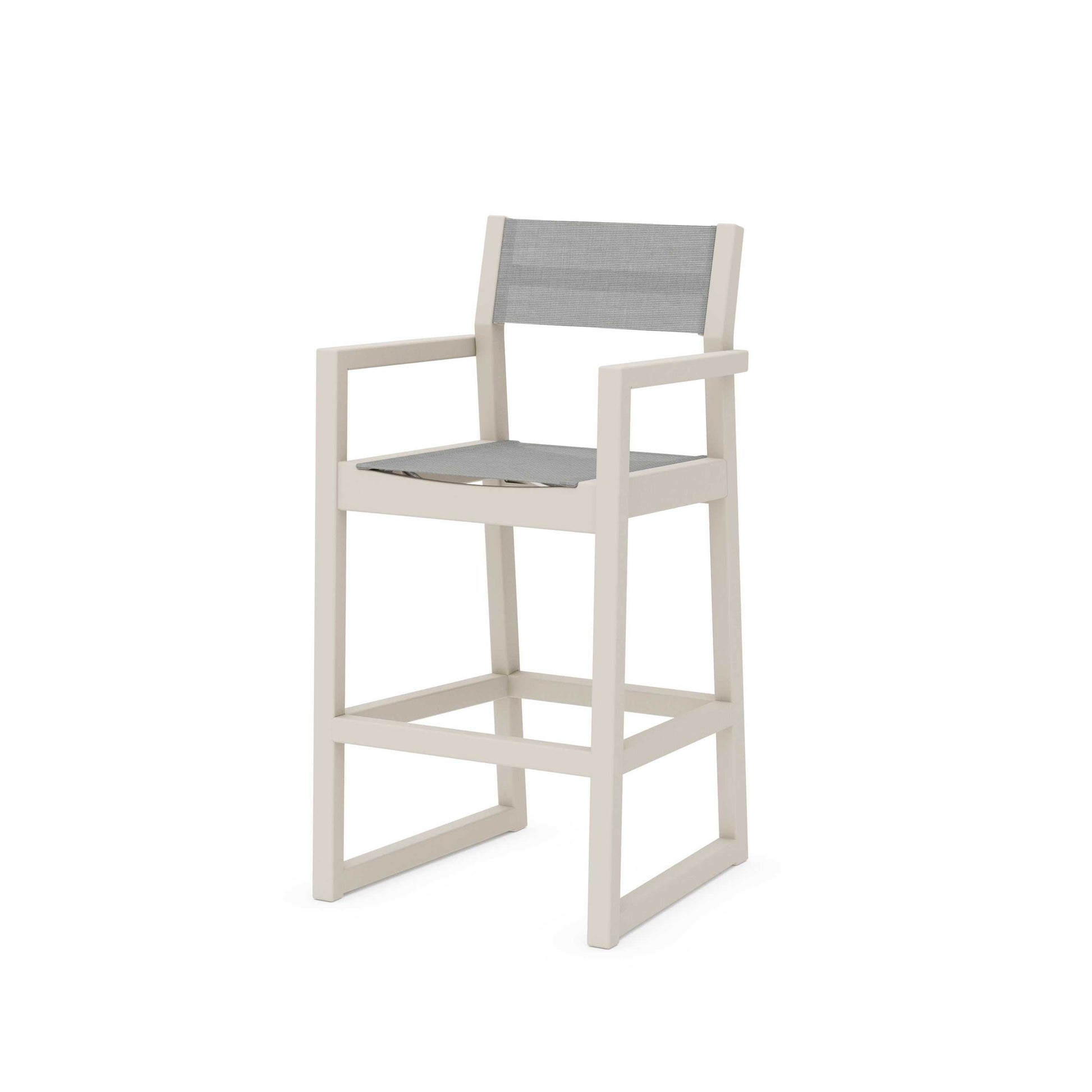 POLYWOOD EDGE Sling Bar Arm Chair — Sand / Metallic Sling