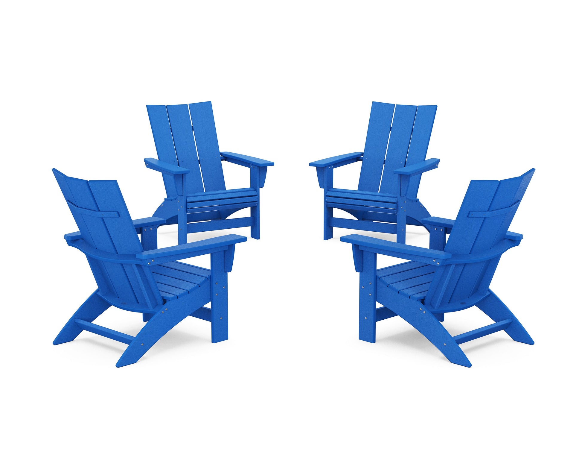 POLYWOOD 4-Piece Modern Grand Adirondack Chair Conversation Set — Pacific Blue