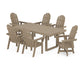 POLYWOOD Vineyard Curveback Adirondack Swivel Chair 7-Piece Dining Set — Vintage Sahara