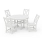 POLYWOOD Braxton Side Chair 5-Piece Round Dining Set — White