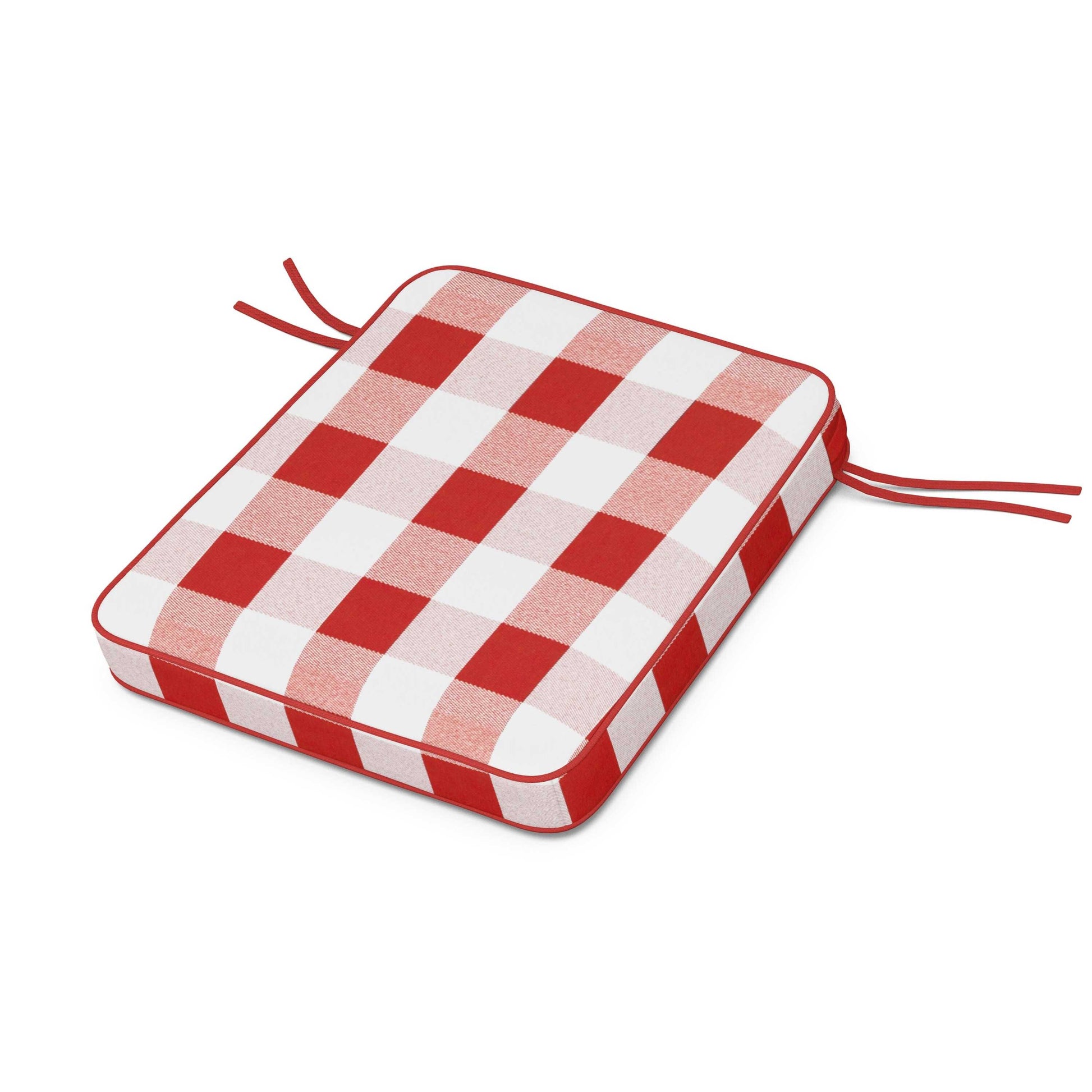POLYWOOD Chinoiserie Rocker Seat Cushion — Buffalo Plaid Crimson
