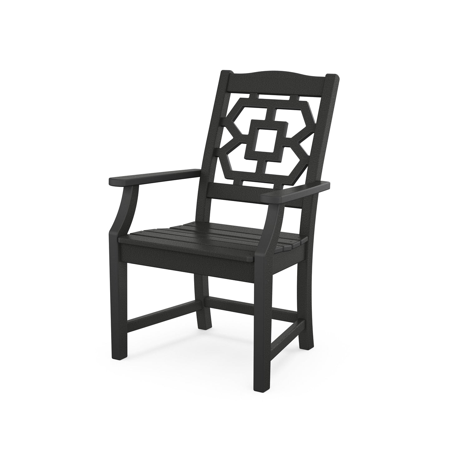 POLYWOOD Chinoiserie Dining Arm Chair — Black