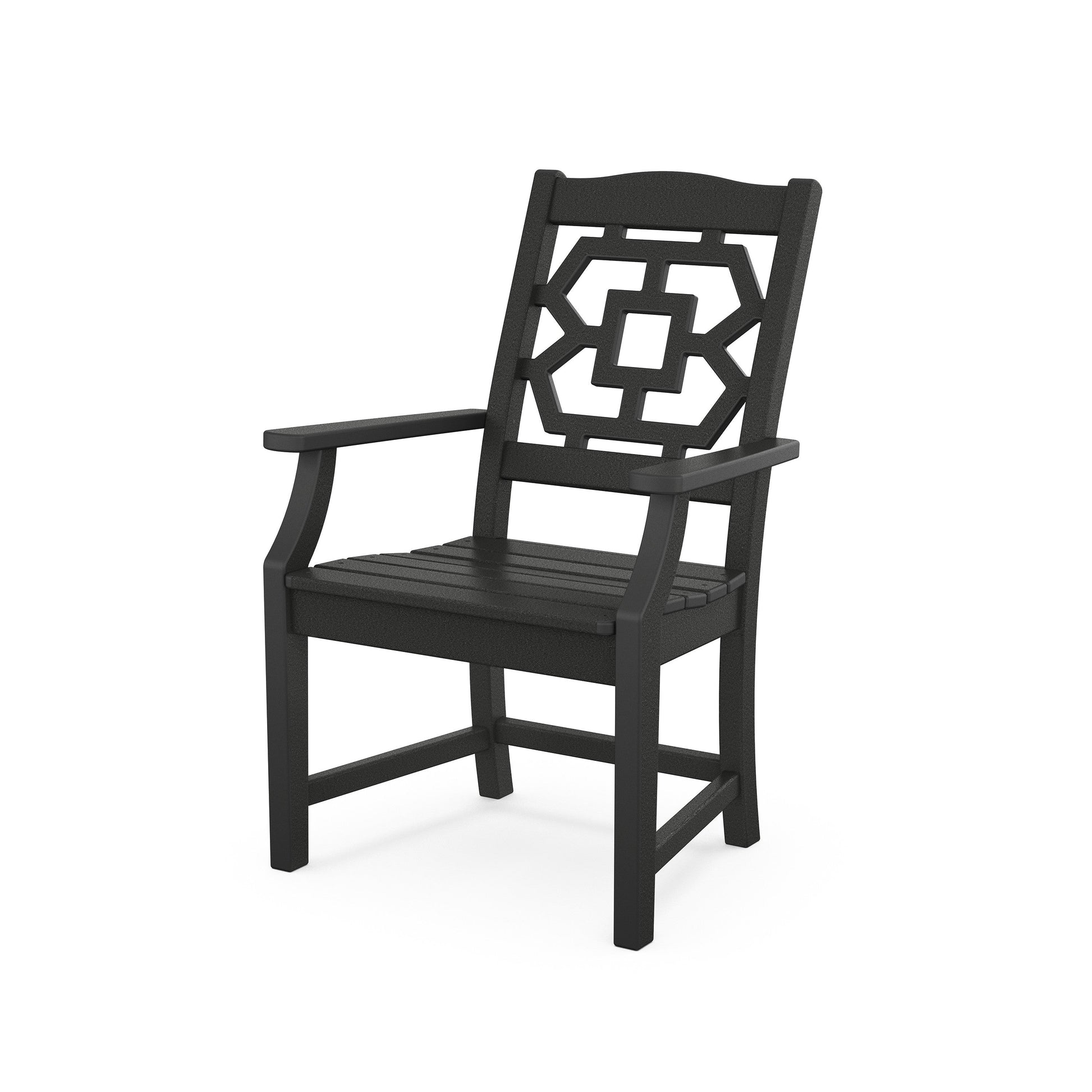 POLYWOOD Chinoiserie Dining Arm Chair — Black