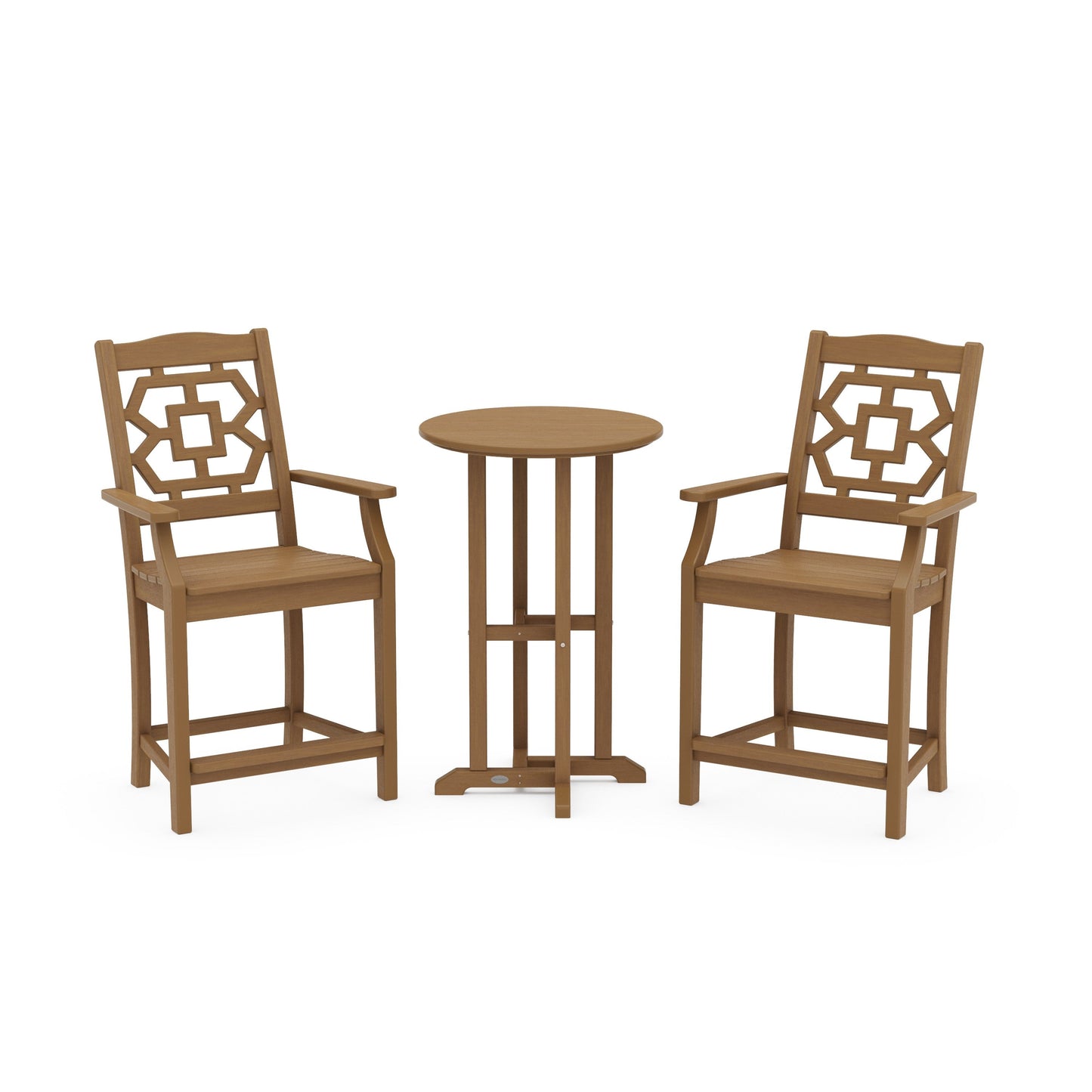 POLYWOOD Chinoiserie 3-Piece Farmhouse Bistro Counter Set — Natural