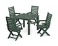 POLYWOOD Captain Folding Chair 5-Piece Parsons Dining Set — Green