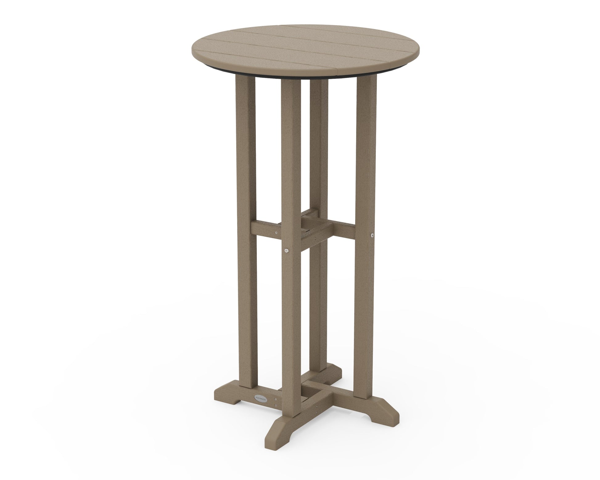 POLYWOOD 24" Round Farmhouse Bar Bistro Table — Vintage Sahara