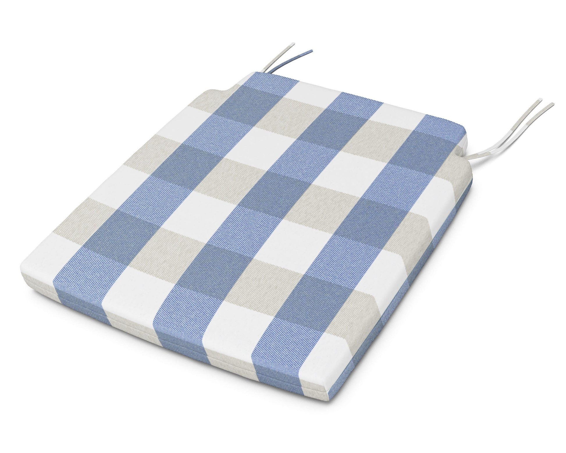 POLYWOOD Savannah Dining Seat Pad — Buffalo Plaid Sky Blue