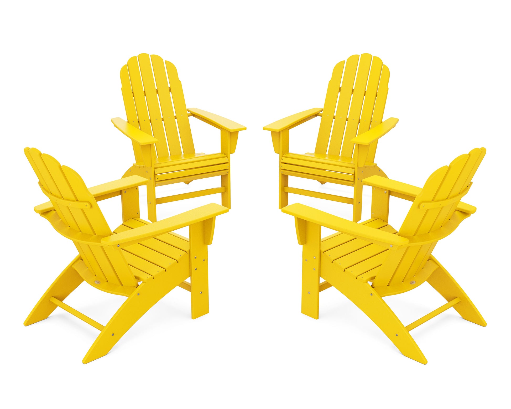 POLYWOOD 4-Piece Vineyard Curveback Adirondack Chair Conversation Set — Lemon