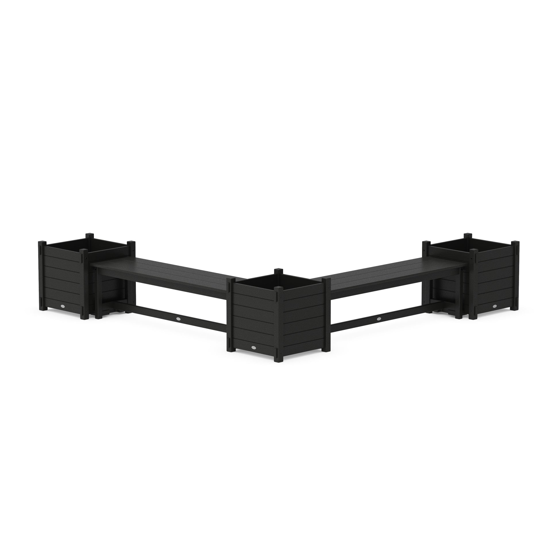 POLYWOOD 60" Nautical L- Shaped Planter Bench Corner Set - Large — Black