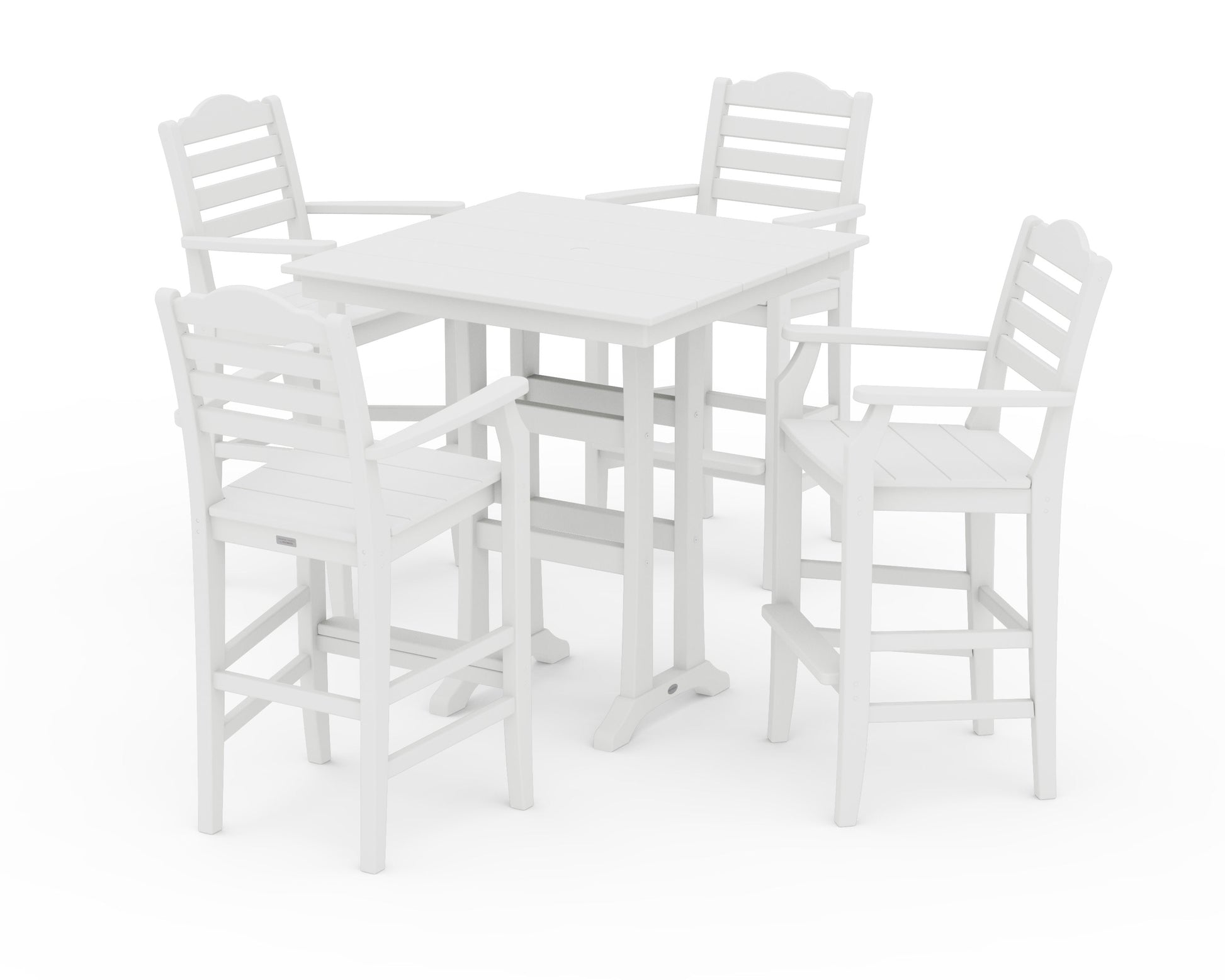 POLYWOOD Savannah 5-Piece Farmhouse Bar Set with Trestle Legs — White