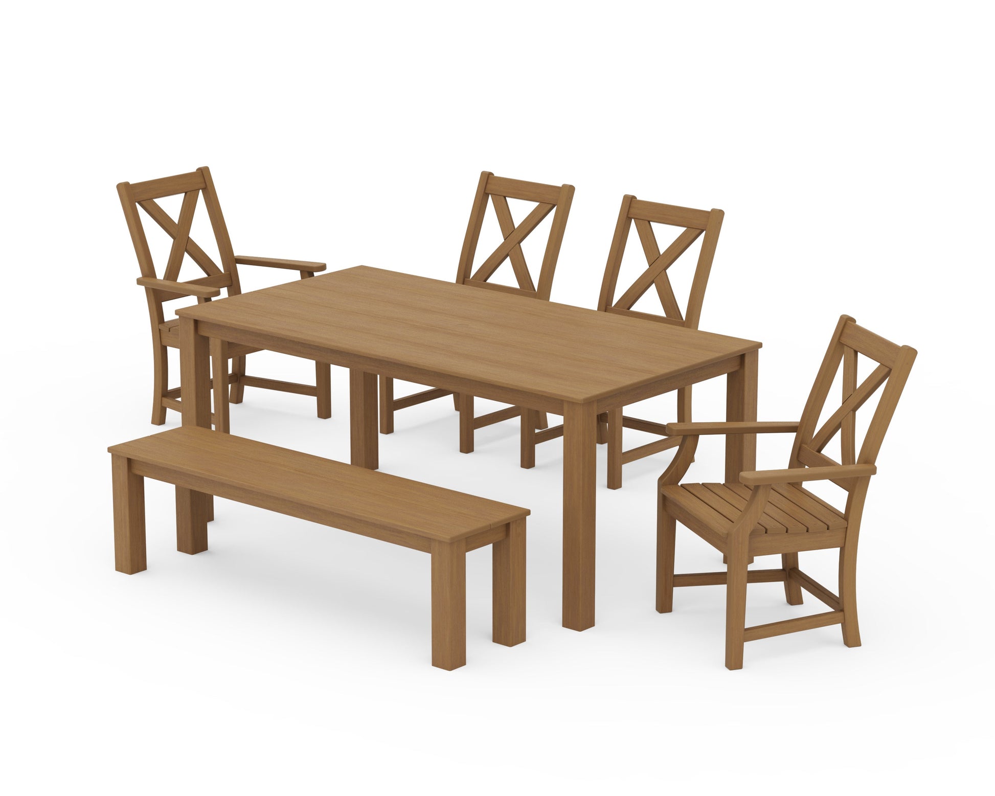 POLYWOOD Braxton 6-Piece Parsons Dining Set with Bench — Natural