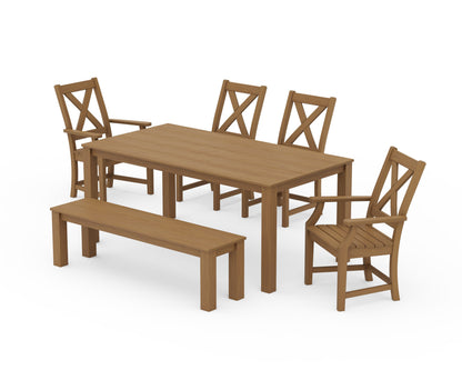 POLYWOOD Braxton 6-Piece Parsons Dining Set with Bench — Natural