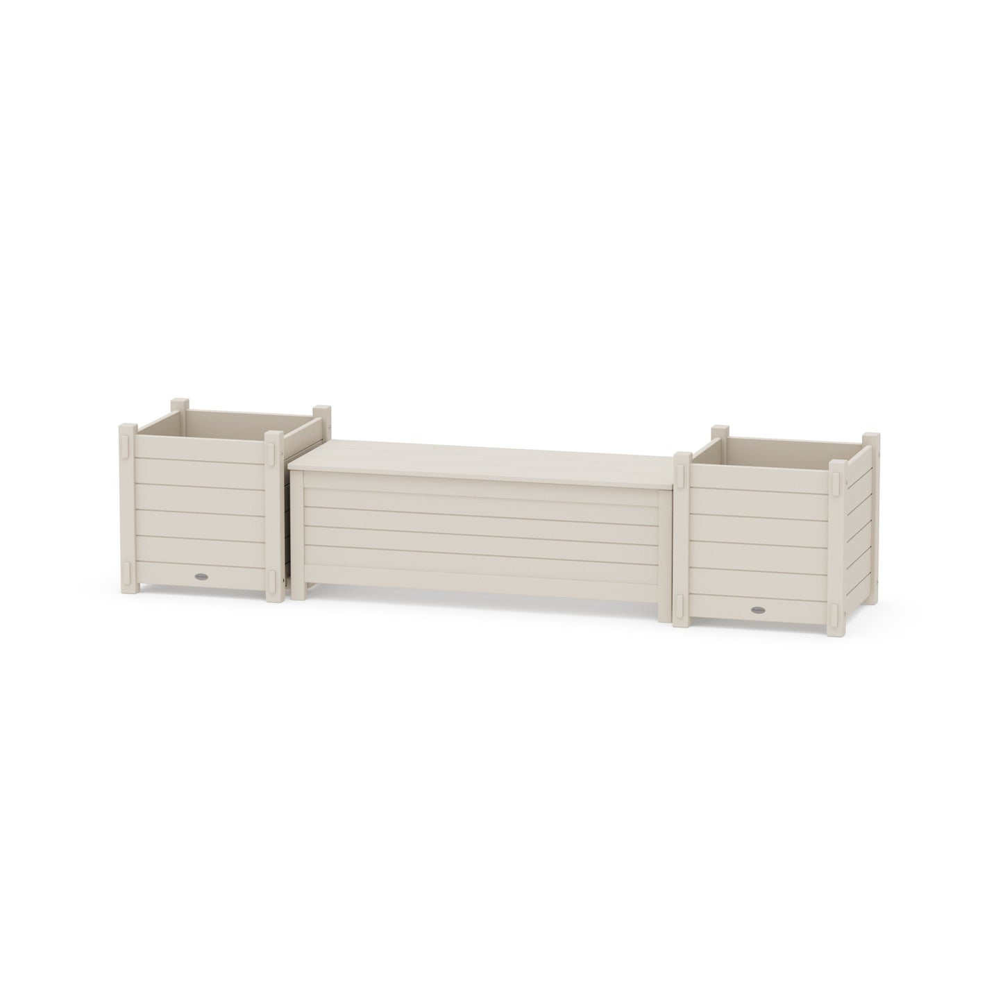 POLYWOOD 48" Nautical Straight Planter Storage Bench Set- Large — Sand