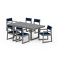 POLYWOOD EDGE Sling 7-Piece Dining Set — Slate Grey / Navy Blue Sling