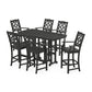 POLYWOOD Chinoiserie Arm Chair 7-Piece Bar Set — Black