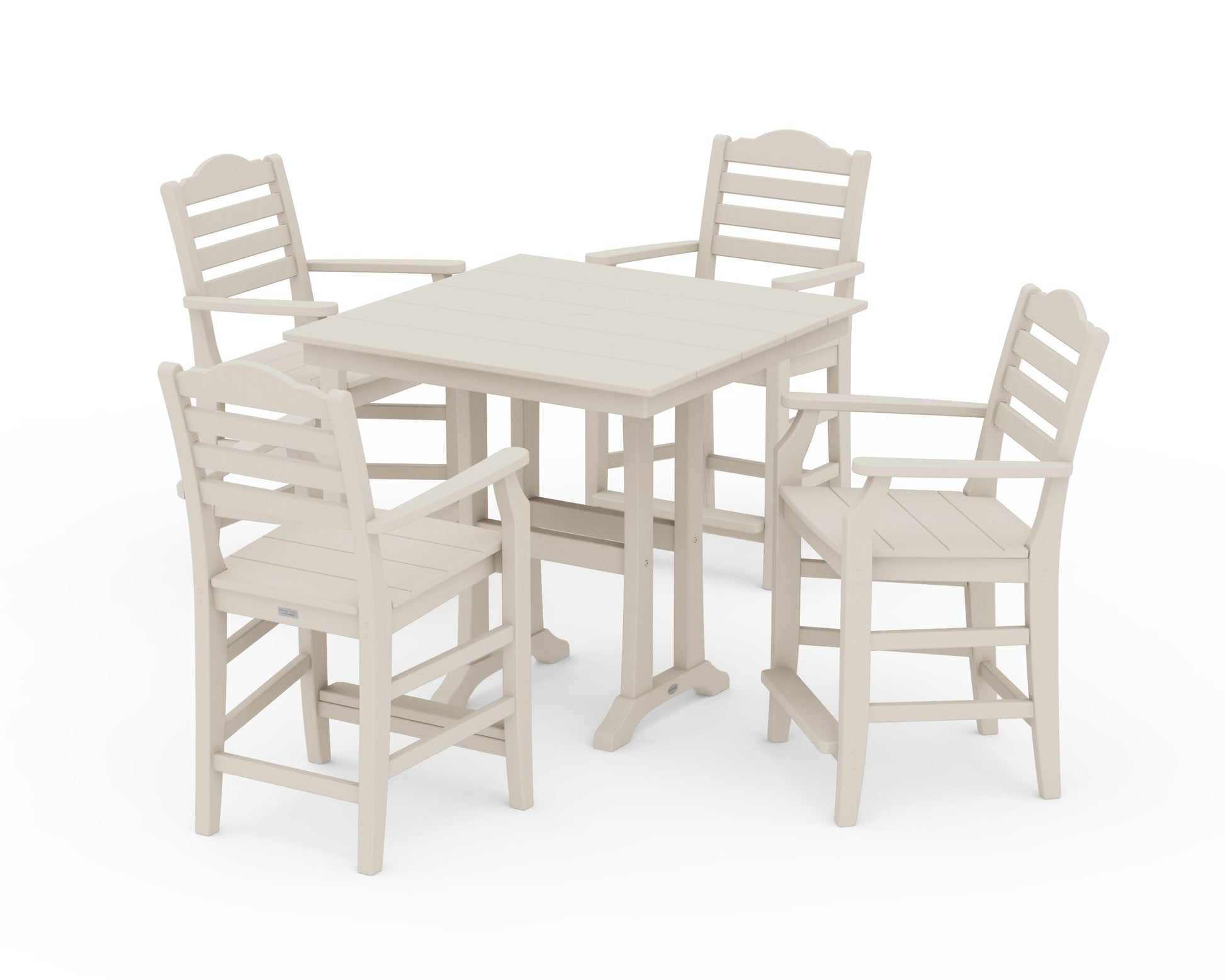POLYWOOD Savannah 5-Piece Farmhouse Counter Set with Trestle Legs — Sand