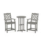 POLYWOOD Chinoiserie 3-Piece Farmhouse Bistro Counter Set — Slate Grey