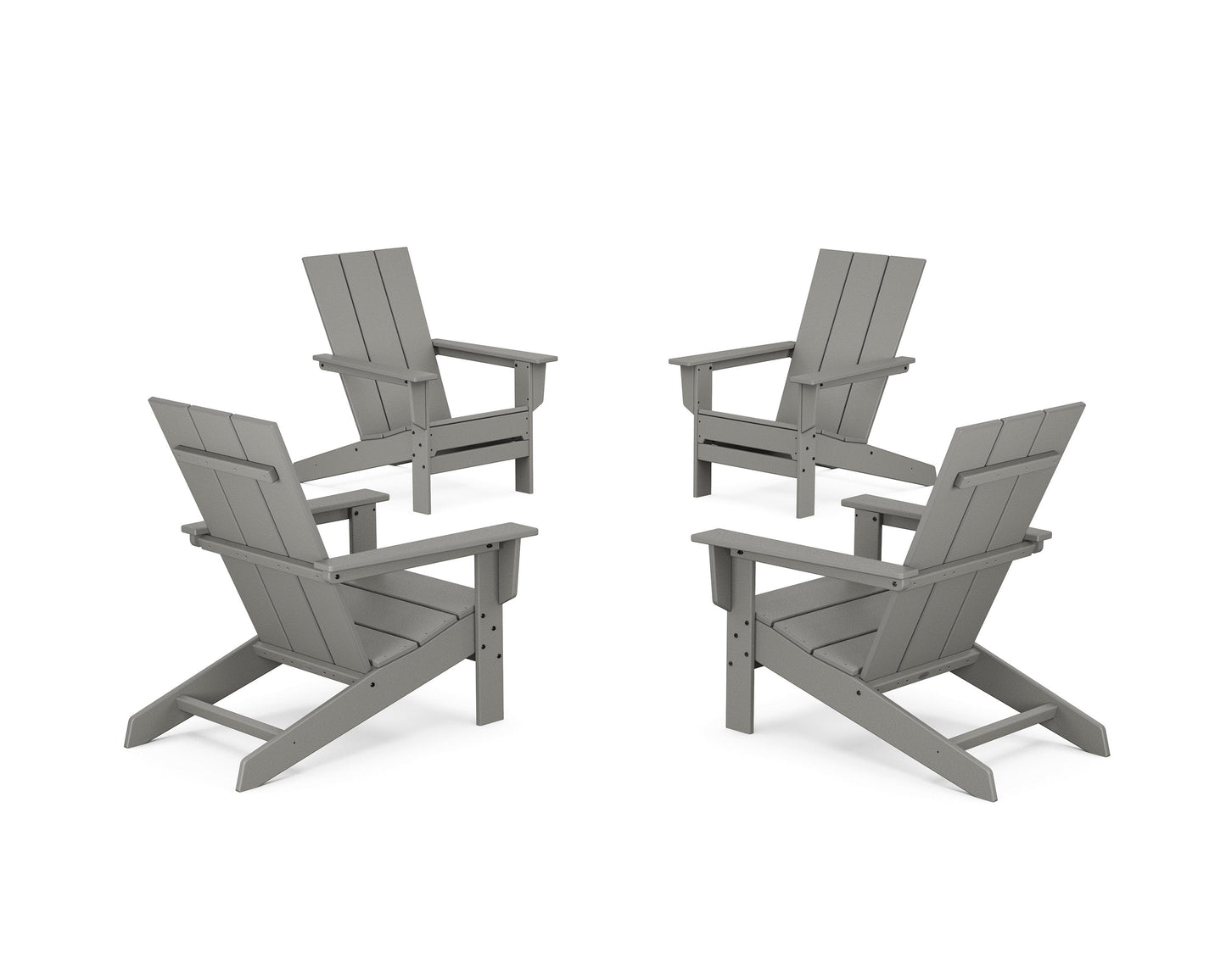 POLYWOOD 4-Piece Modern Studio Adirondack Chair Conversation Set — Slate Grey