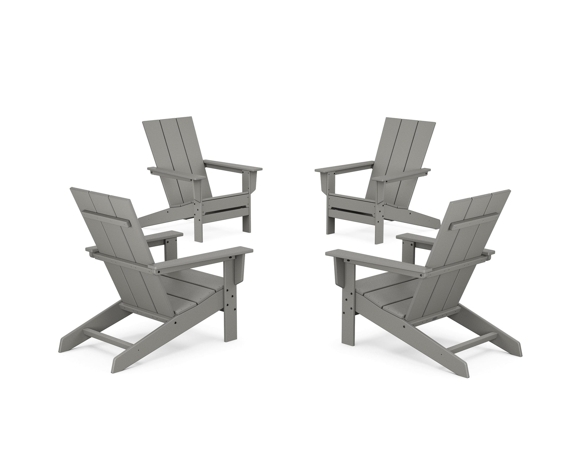 POLYWOOD 4-Piece Modern Studio Adirondack Chair Conversation Set — Slate Grey